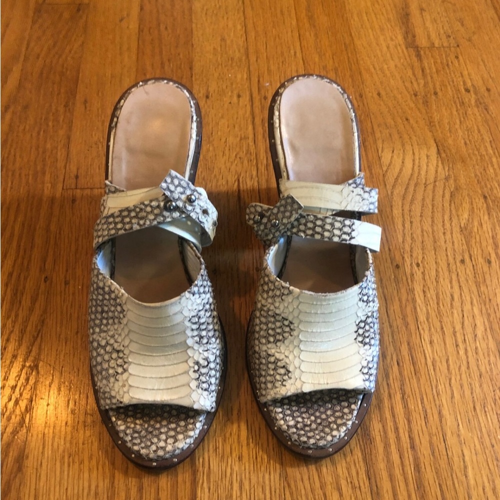 Freda Salvador snakeskin high heeled sandal with ankle wrap good condition